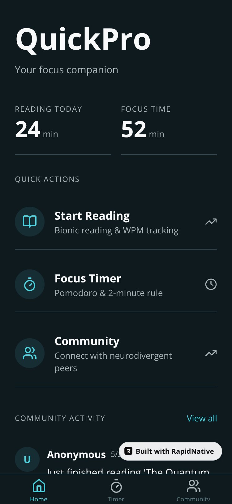 QuickPro screen 3