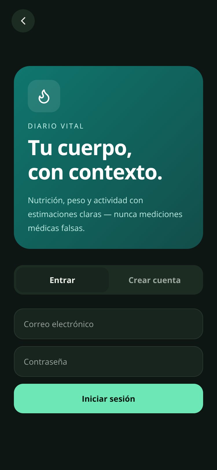 Diario Vital screen 1
