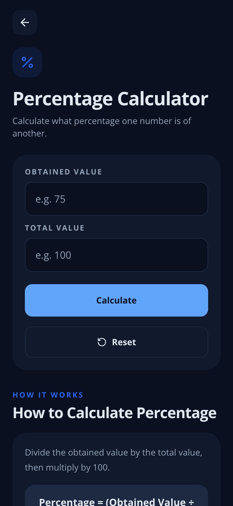 Student Calculator Hub screen 2