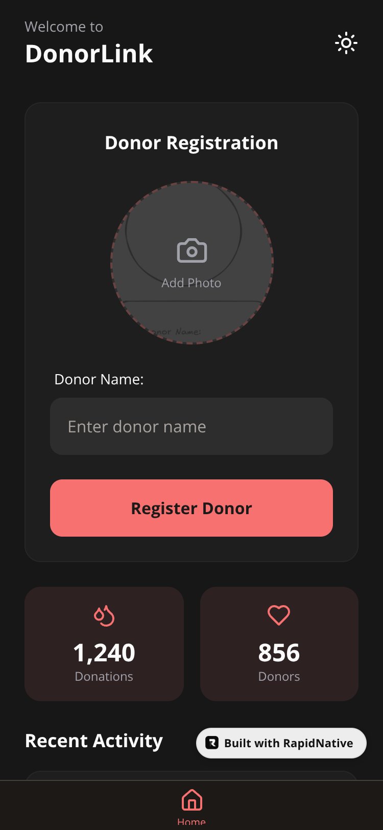 DonorLink screen 1