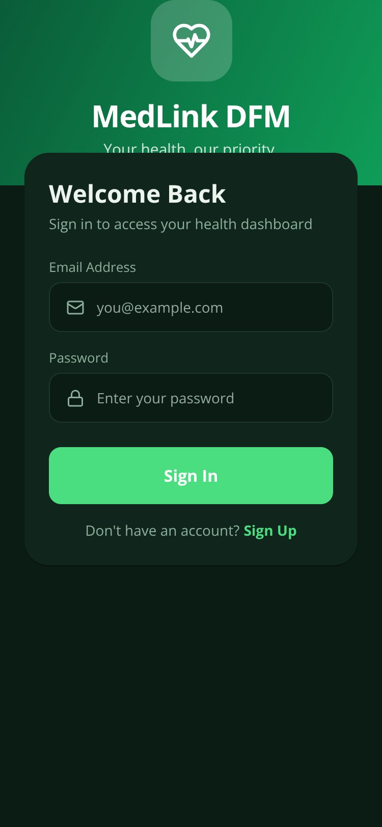 MedLink DFM screen 1