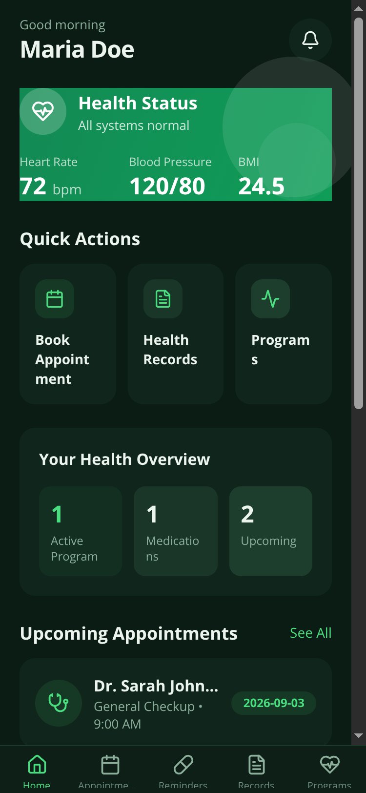 MedLink DFM screen 4