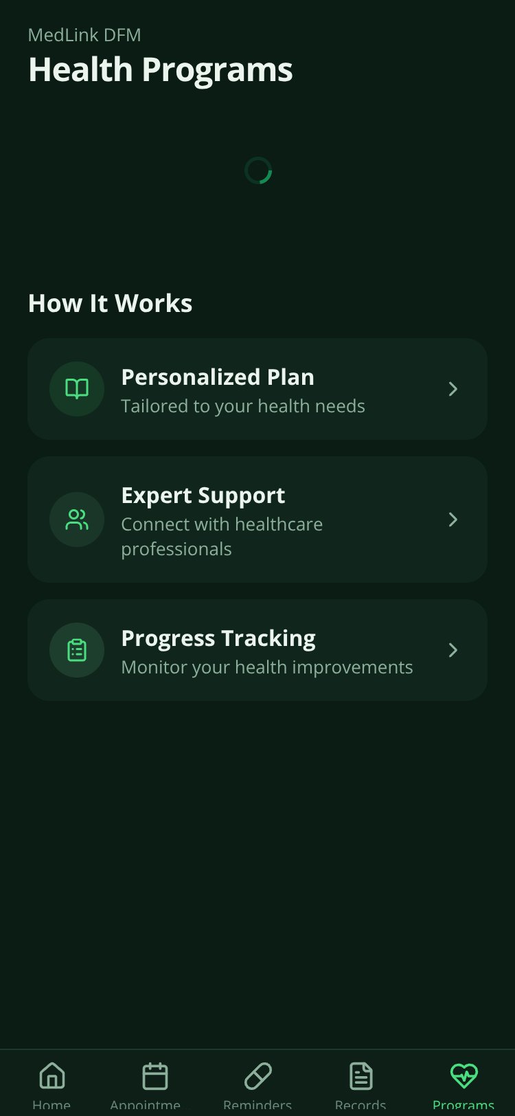 MedLink DFM screen 5