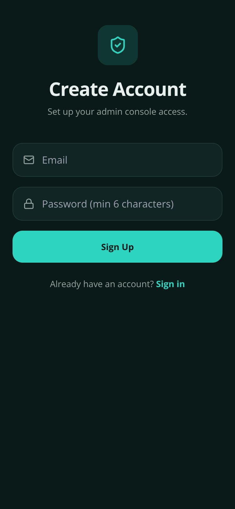 ControlHub Admin screen 2
