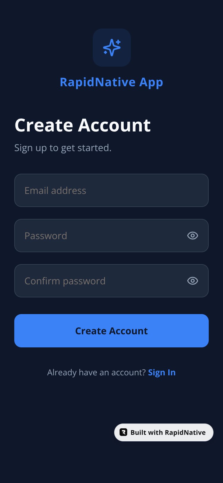 RapidNative App screen 2