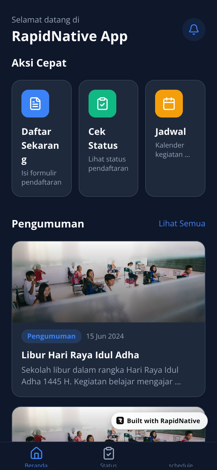 RapidNative App screen 3