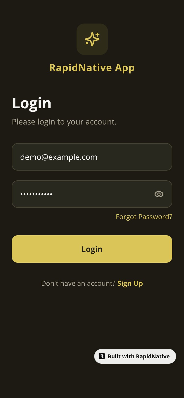 RapidNative App screen 1