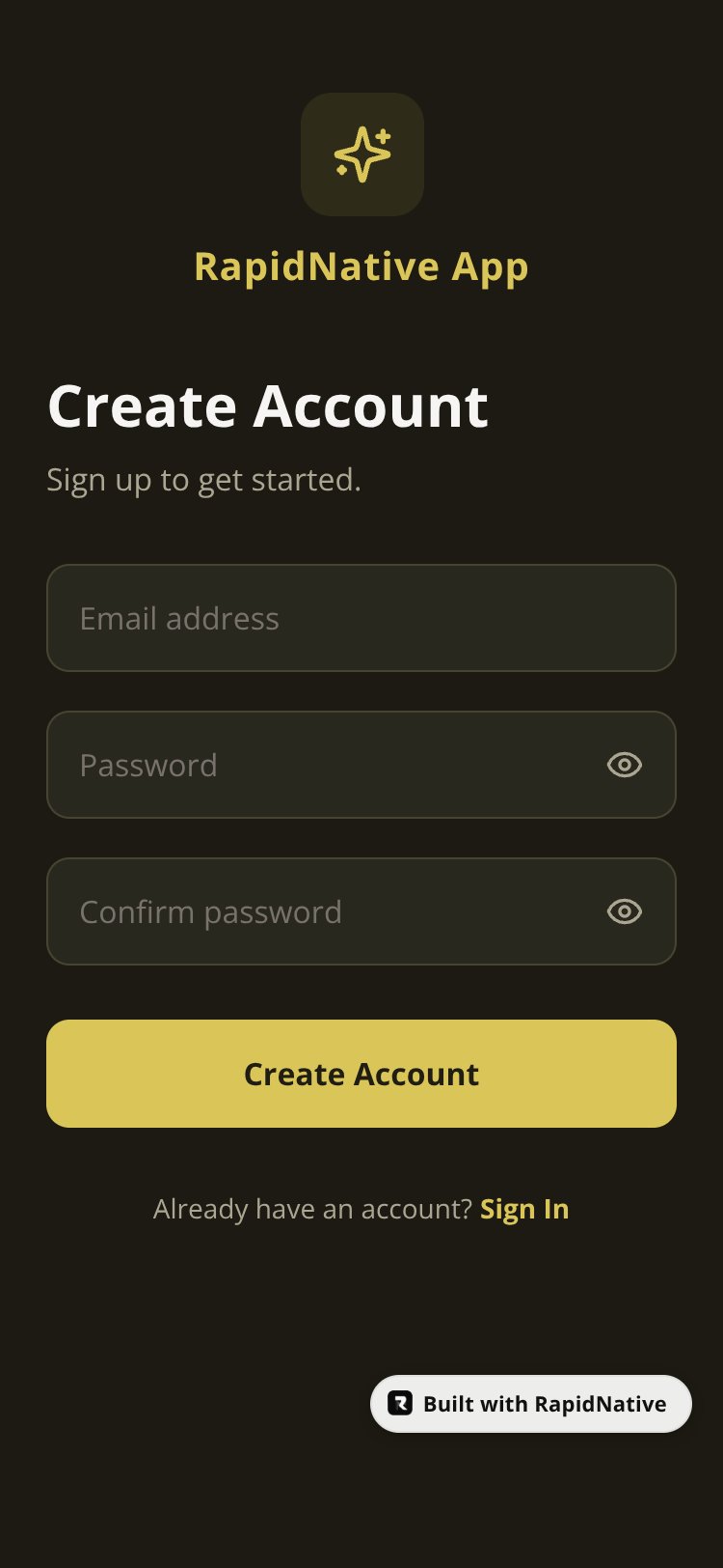 RapidNative App screen 2