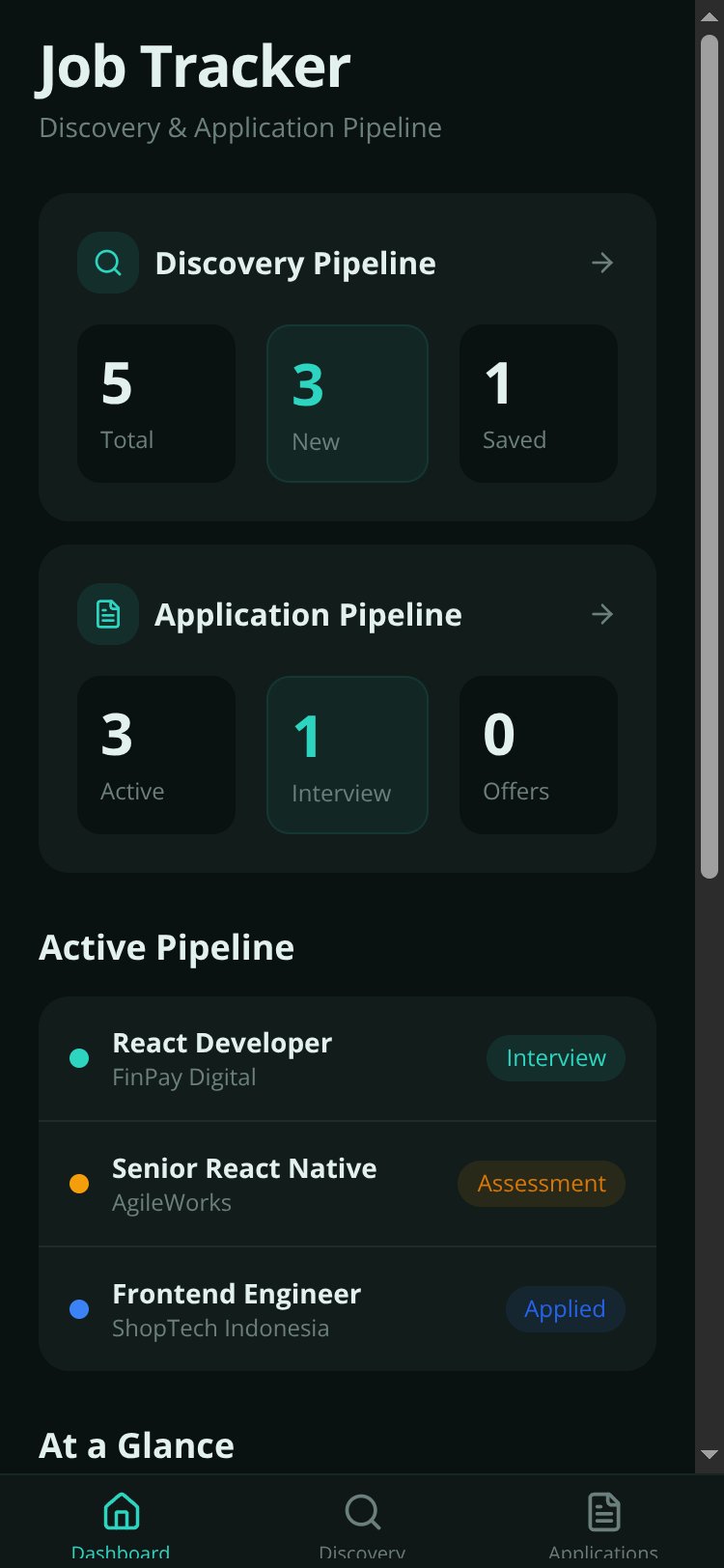 Job Tracker screen 1