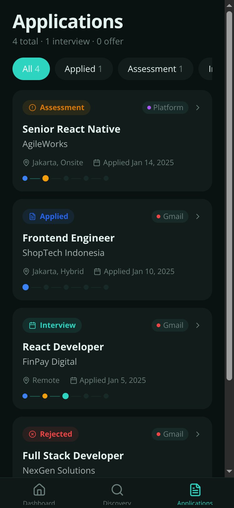 Job Tracker screen 3