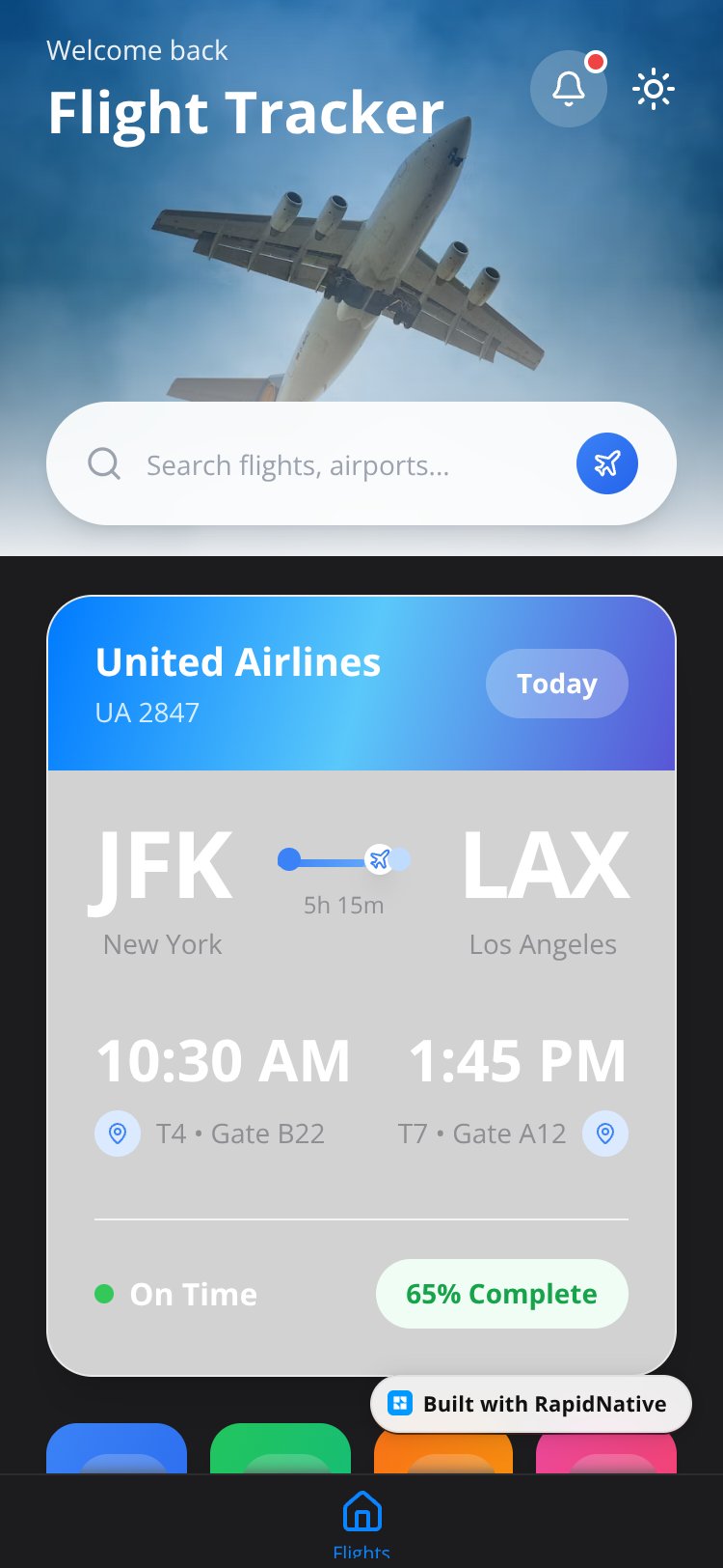 FlightTracker screen 1