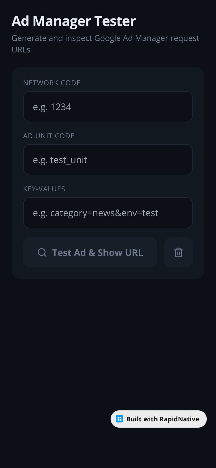 Ad Tester screen 1