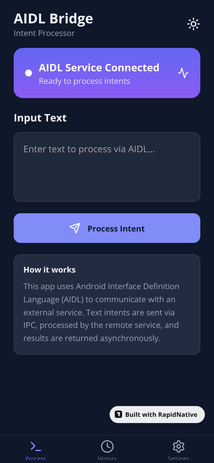 AIDL Intent Bridge screen 3