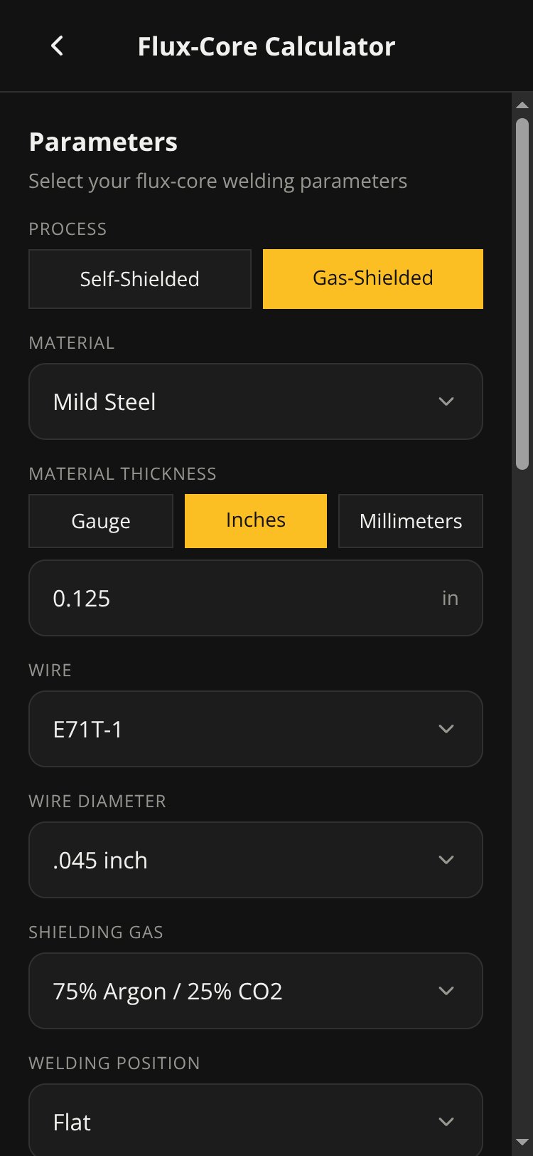 WeldCalc Pro screen 3