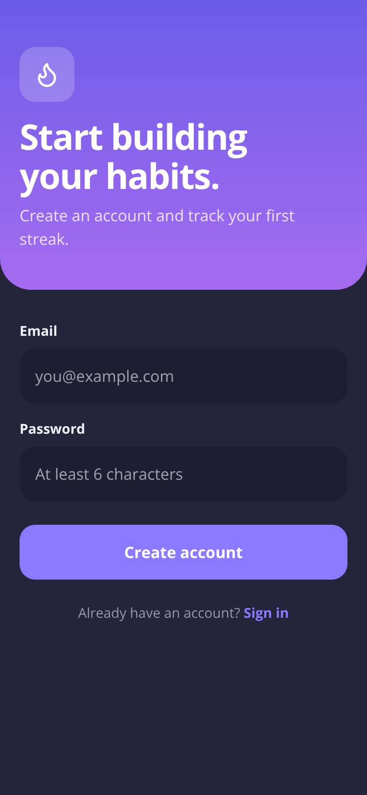 Habit Tracker screen 2