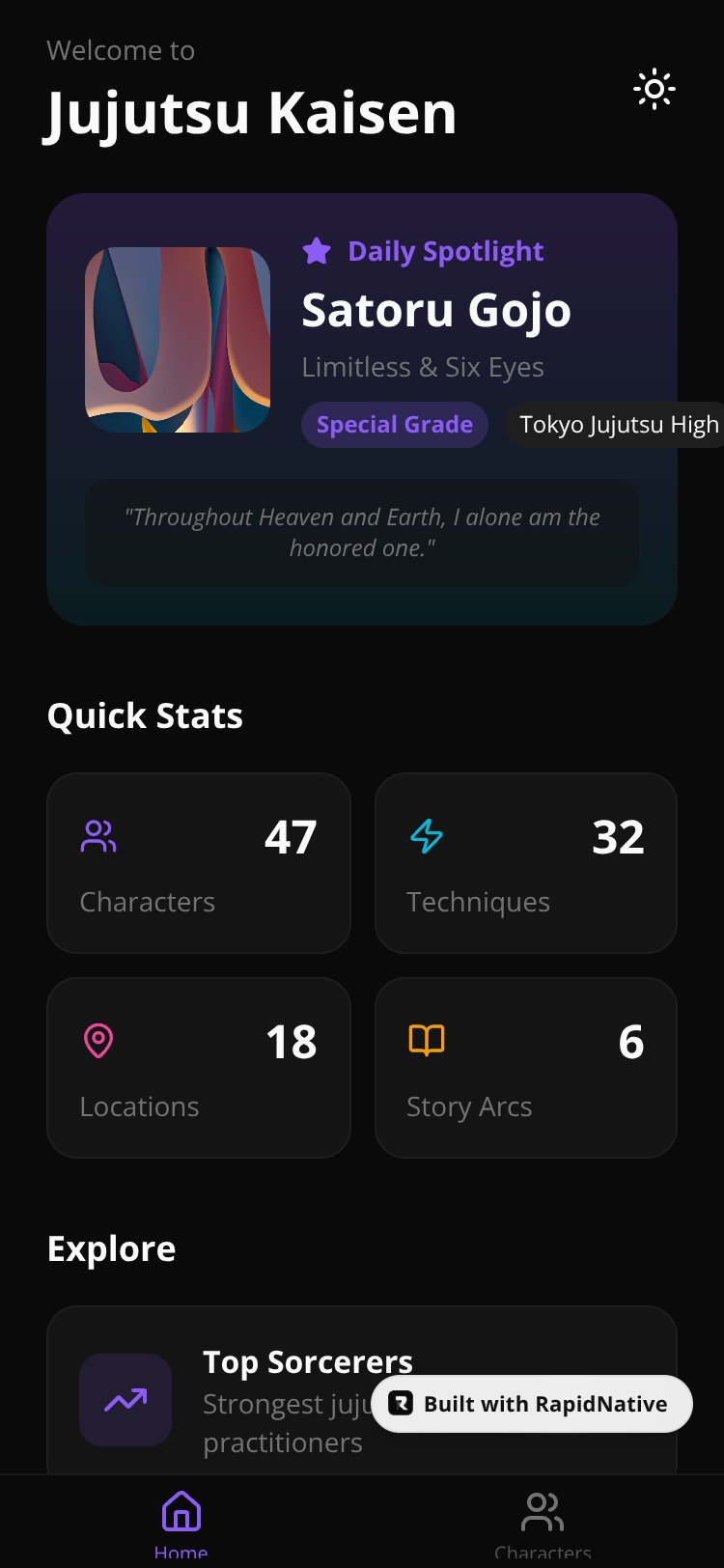 JJK Sorcerer Guide screen 1