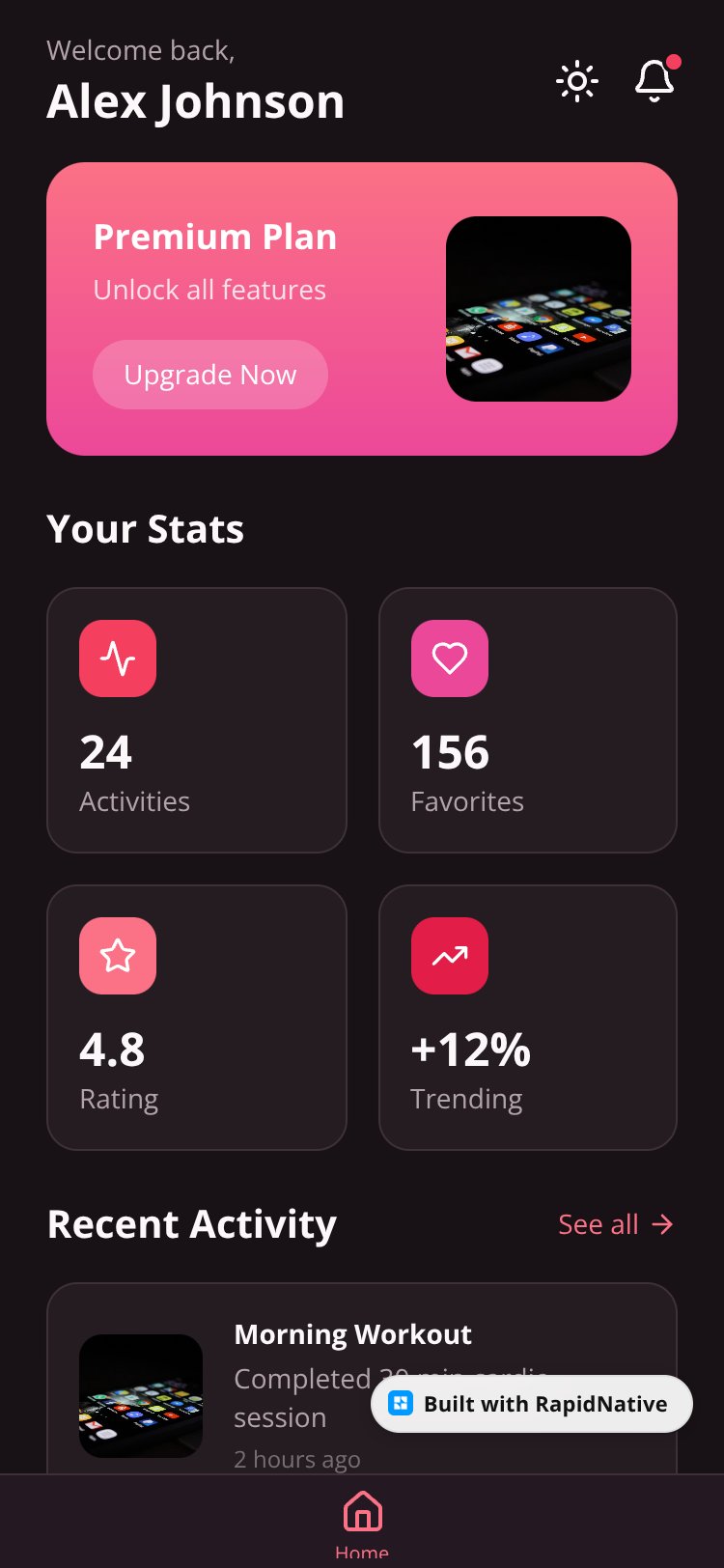 MyMobileApp screen 1