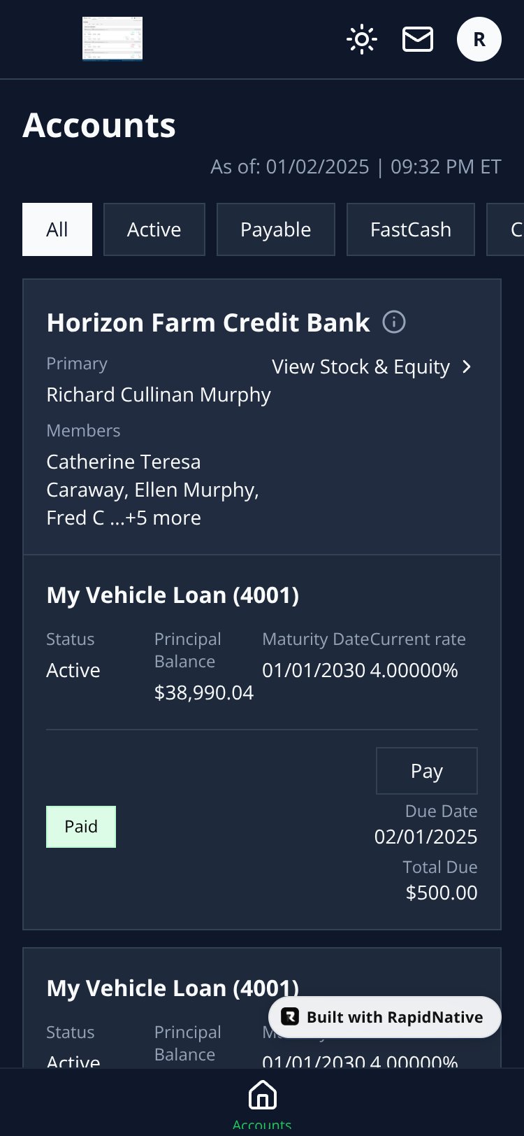 Horizon Farm Credit screen 1