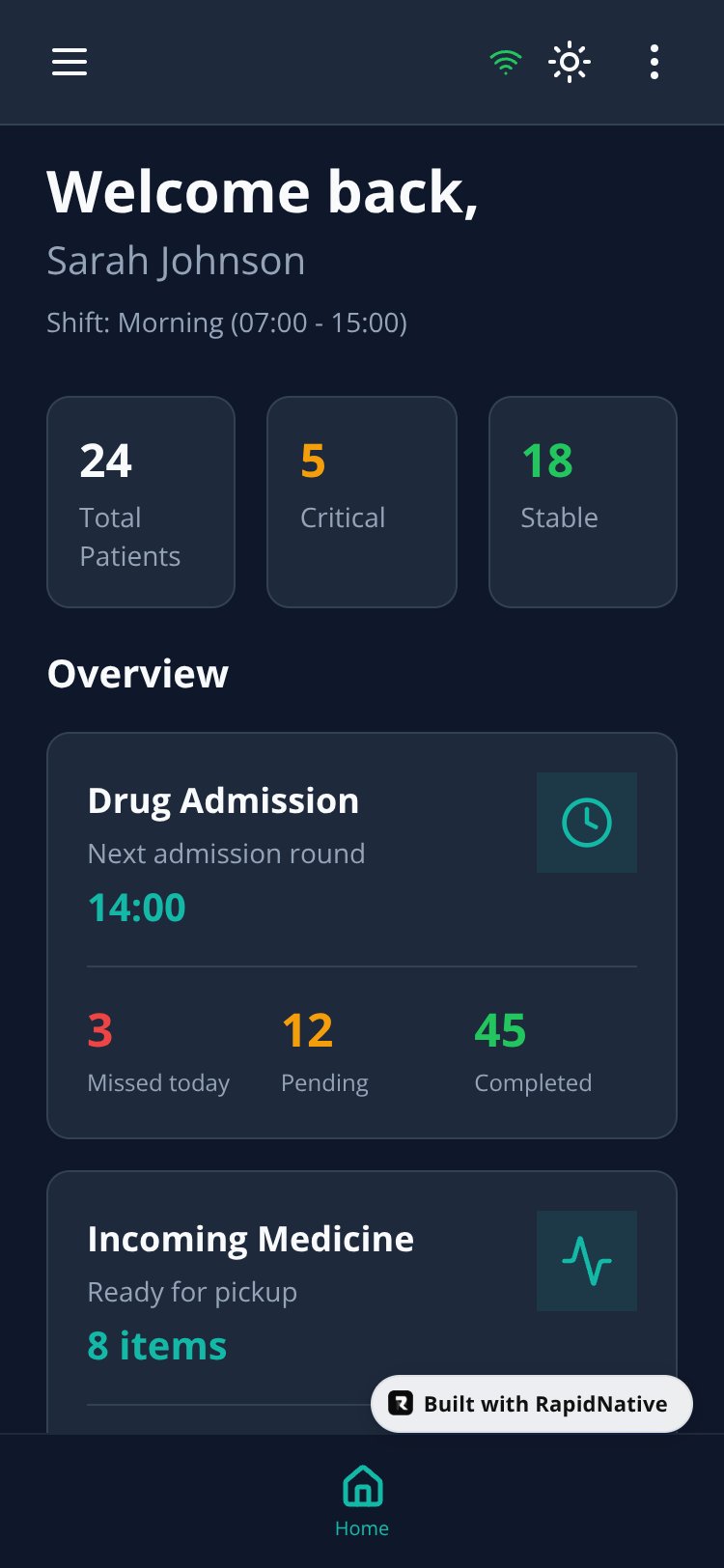 NurseTrack screen 1