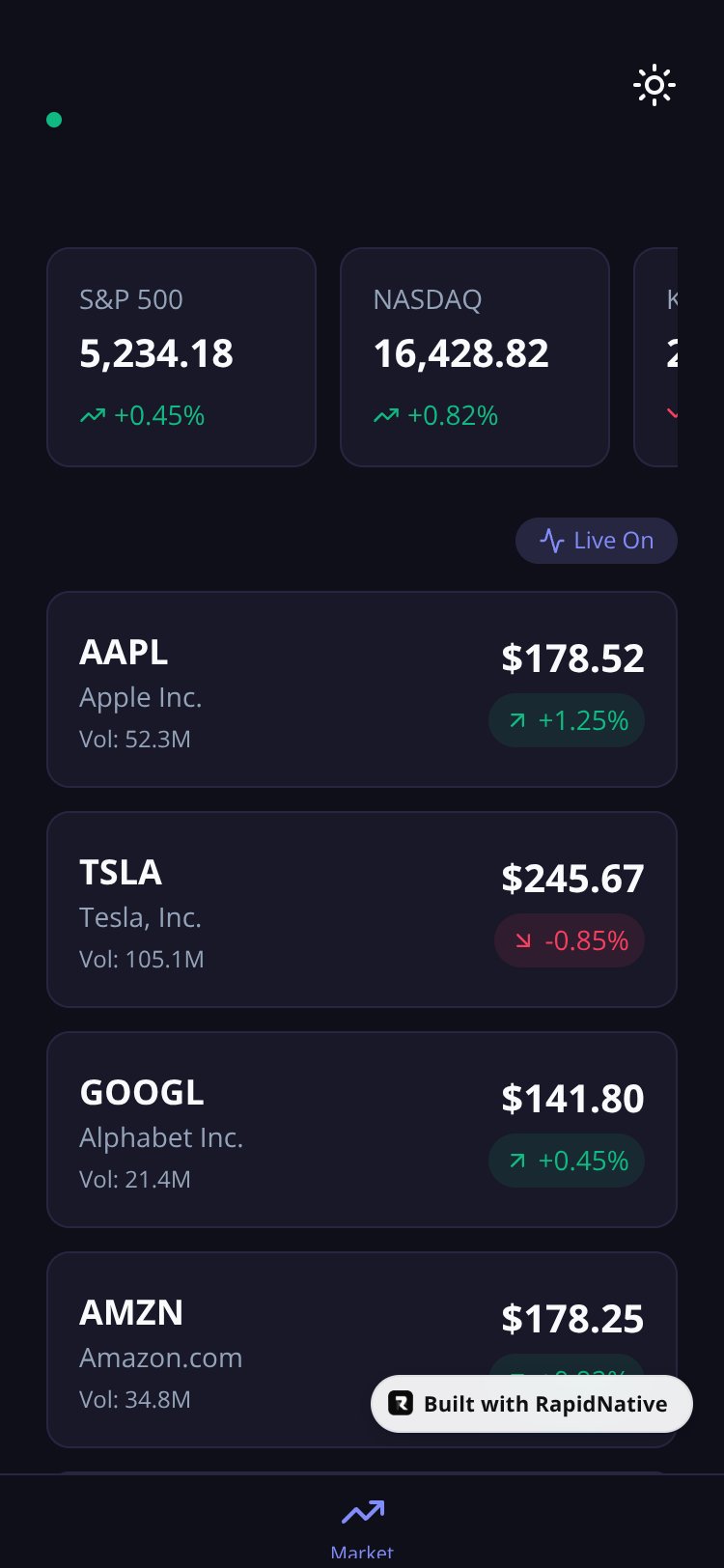 StockTracker screen 1