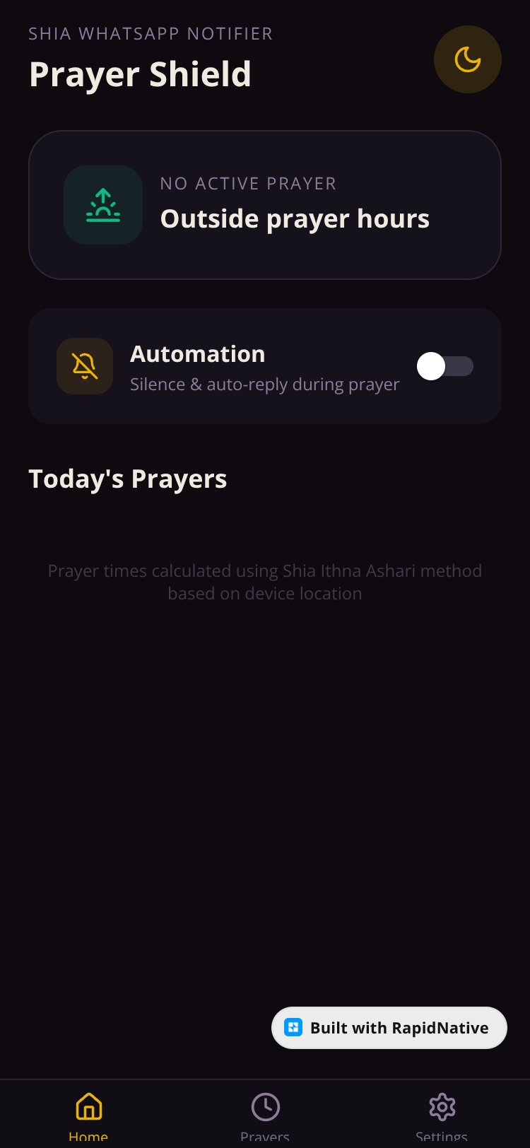 Shia WhatsApp Notifier screen 2