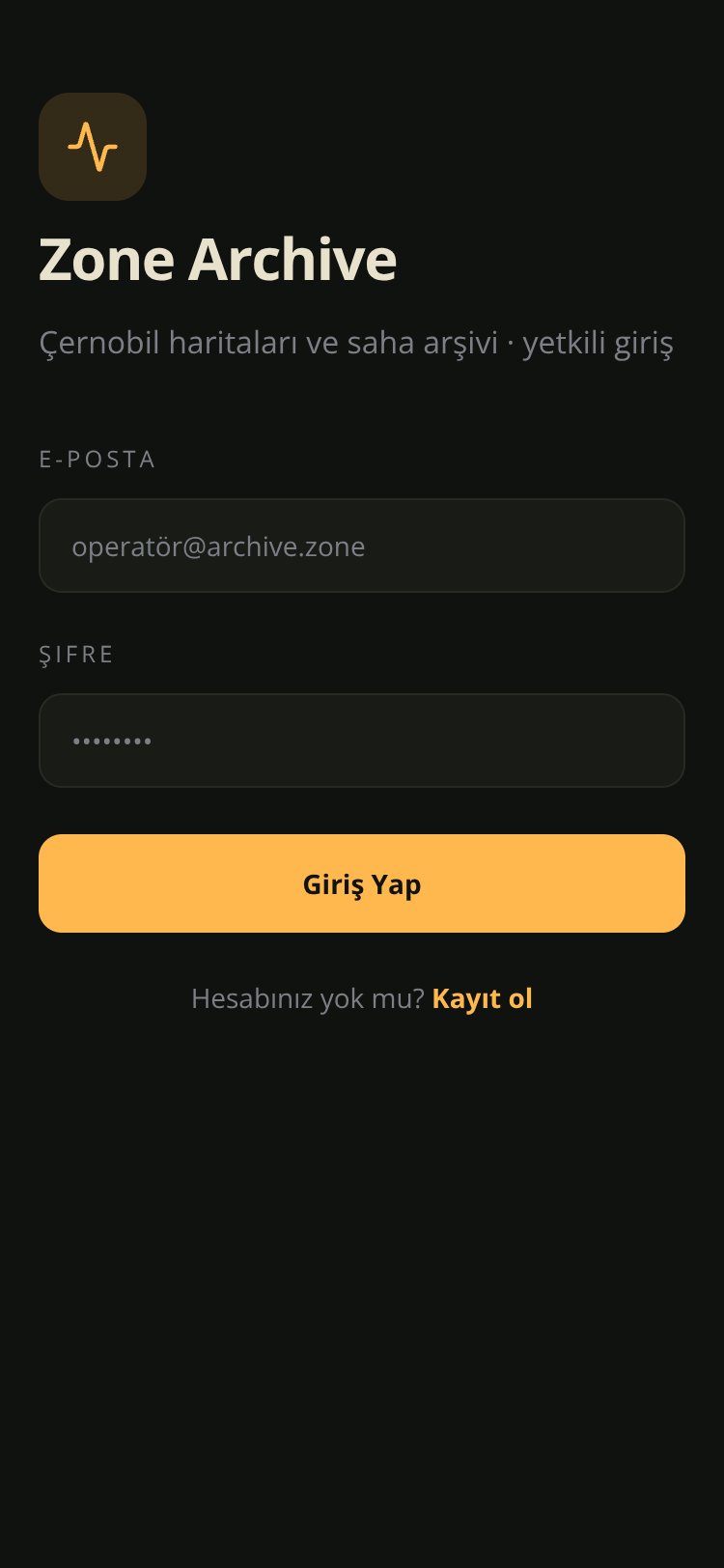 Zone Archive screen 1
