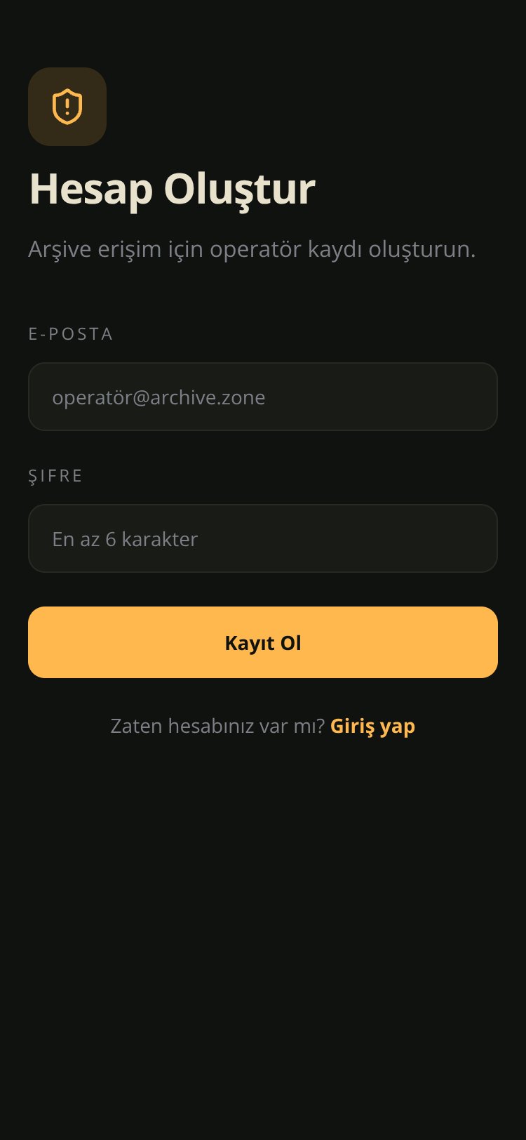 Zone Archive screen 2