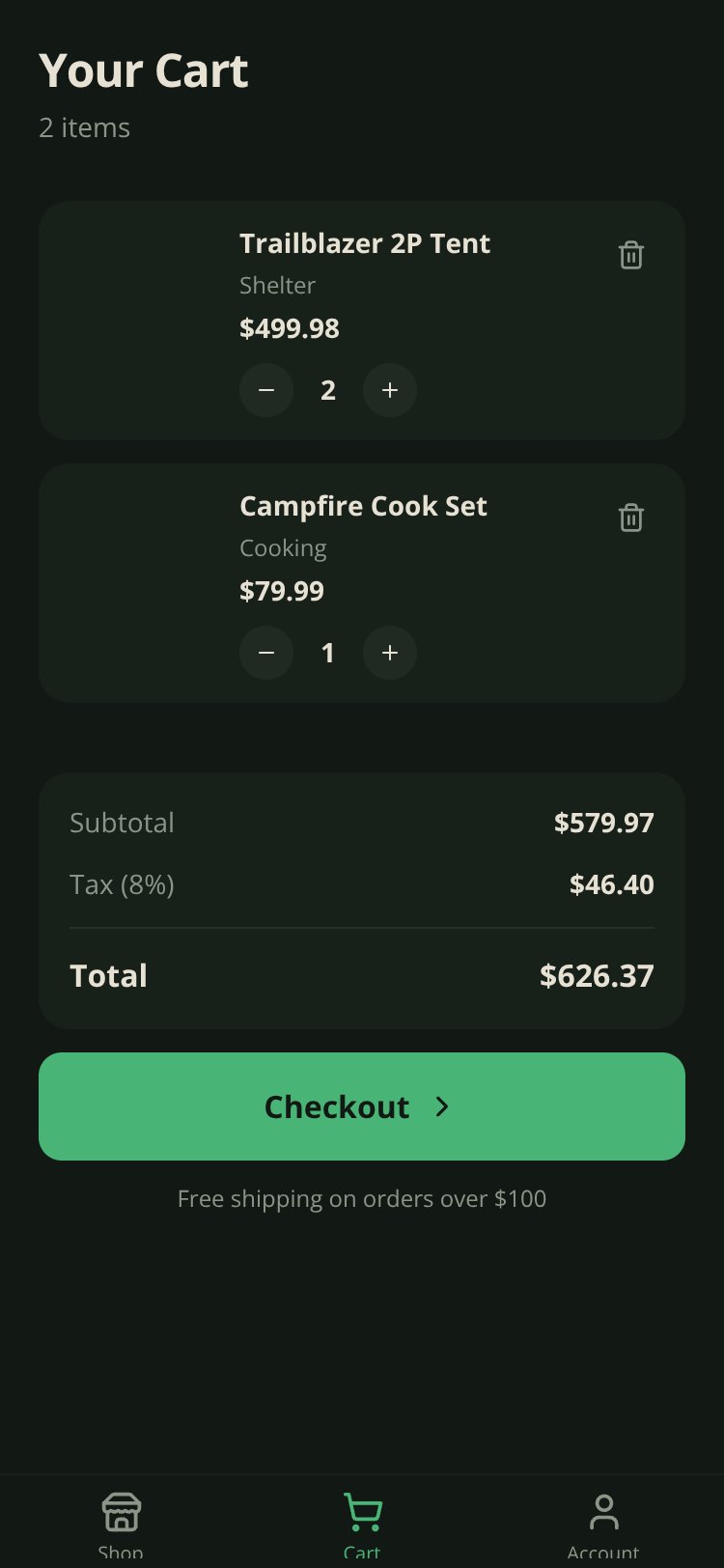 Camplife screen 2