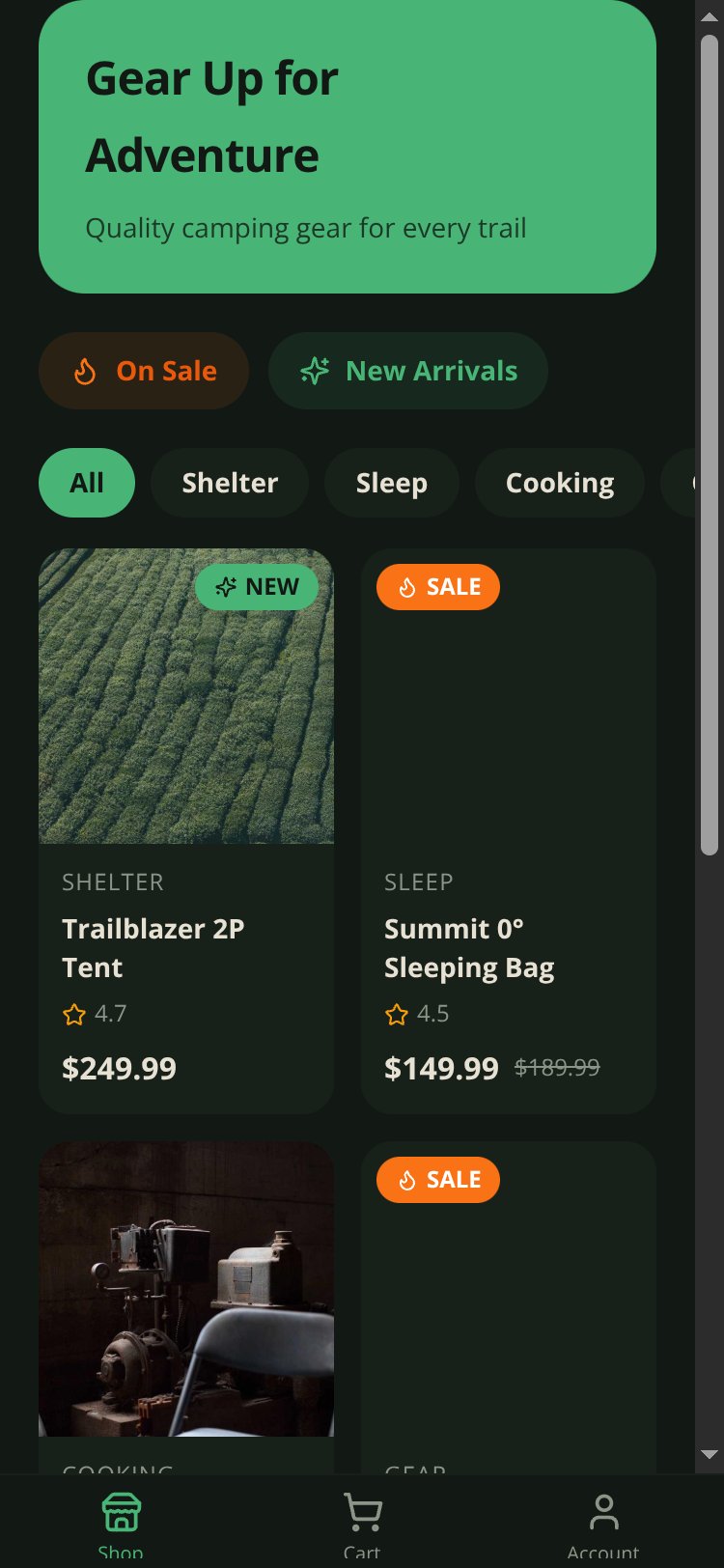 Camplife screen 3