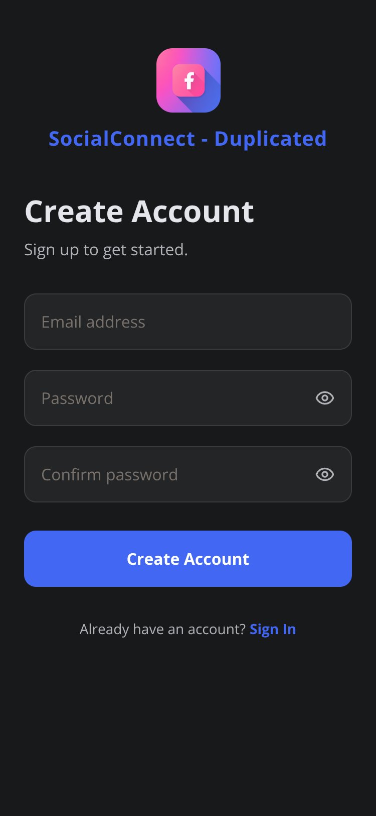 SocialConnect - Duplicated screen 1