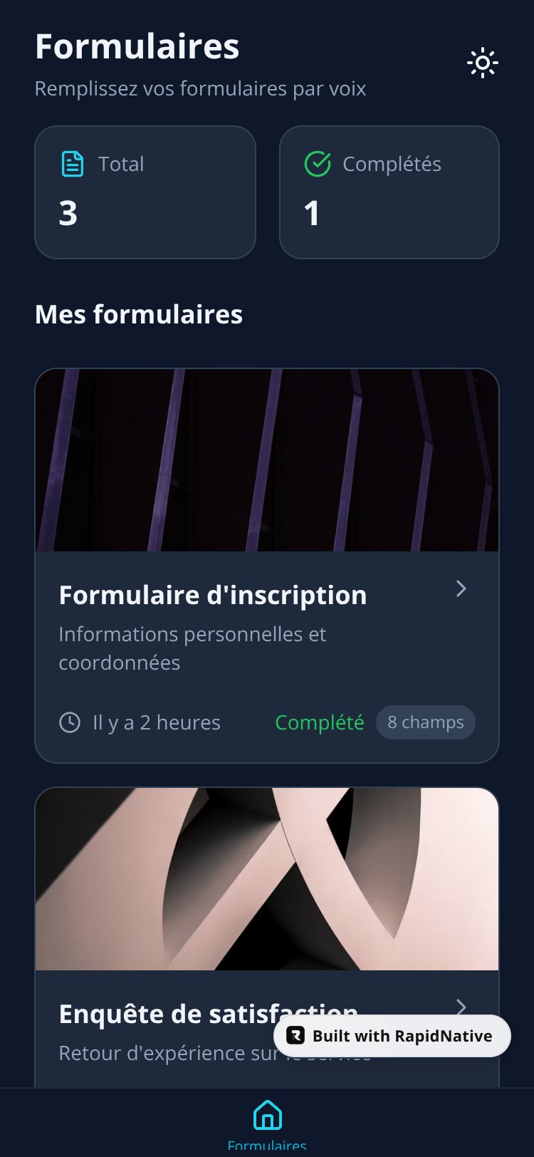 VoiceForm screen 1