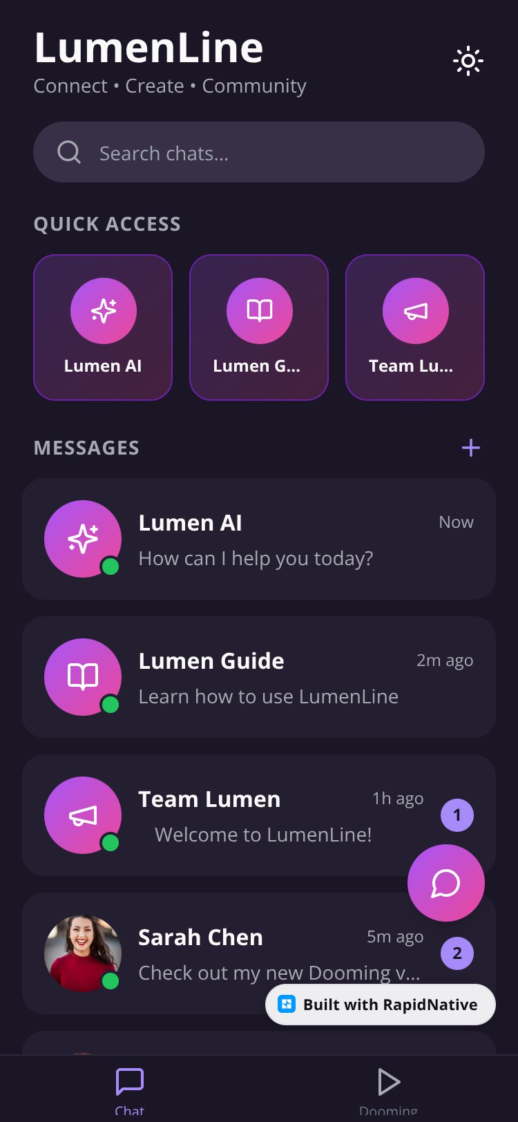 LumenLine screen 2