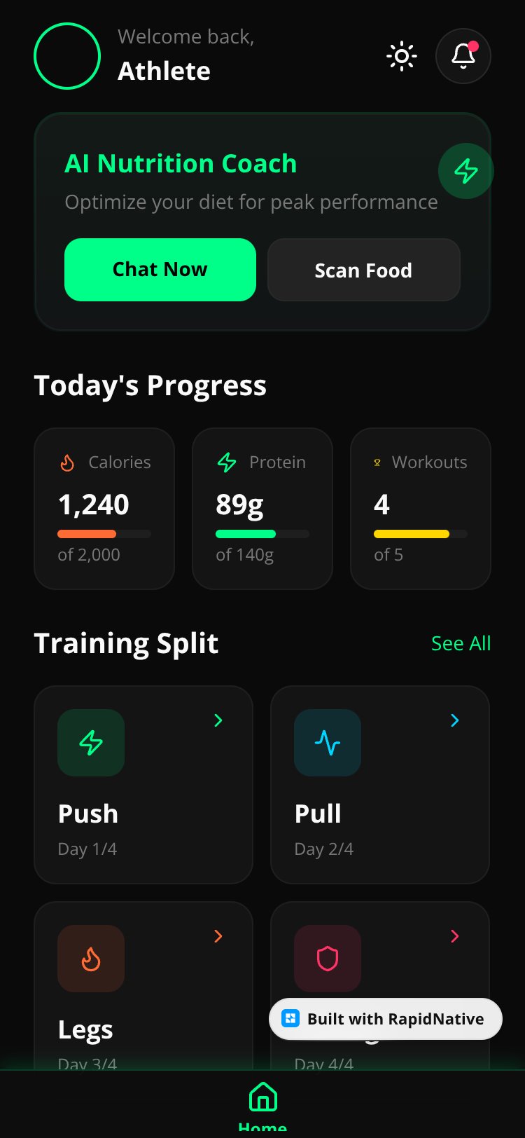FitTrack screen 1