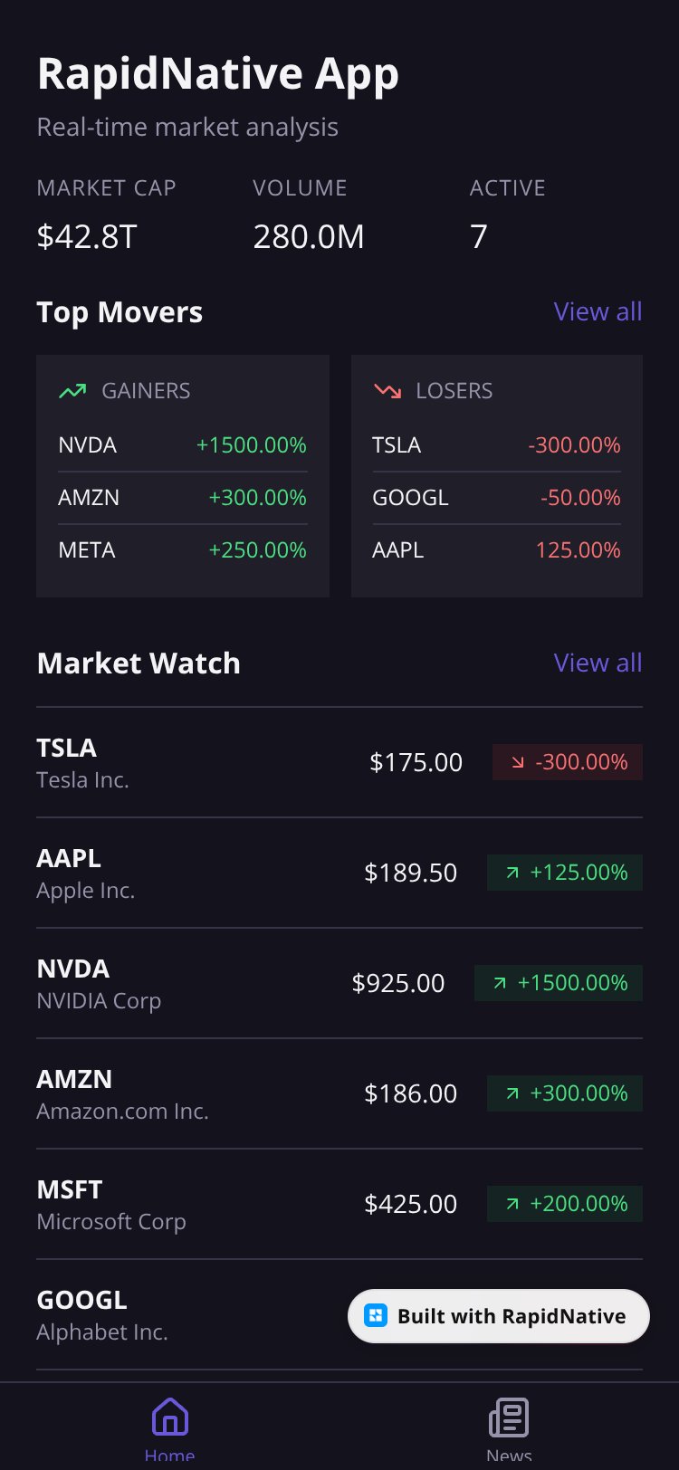 RapidNative App screen 2
