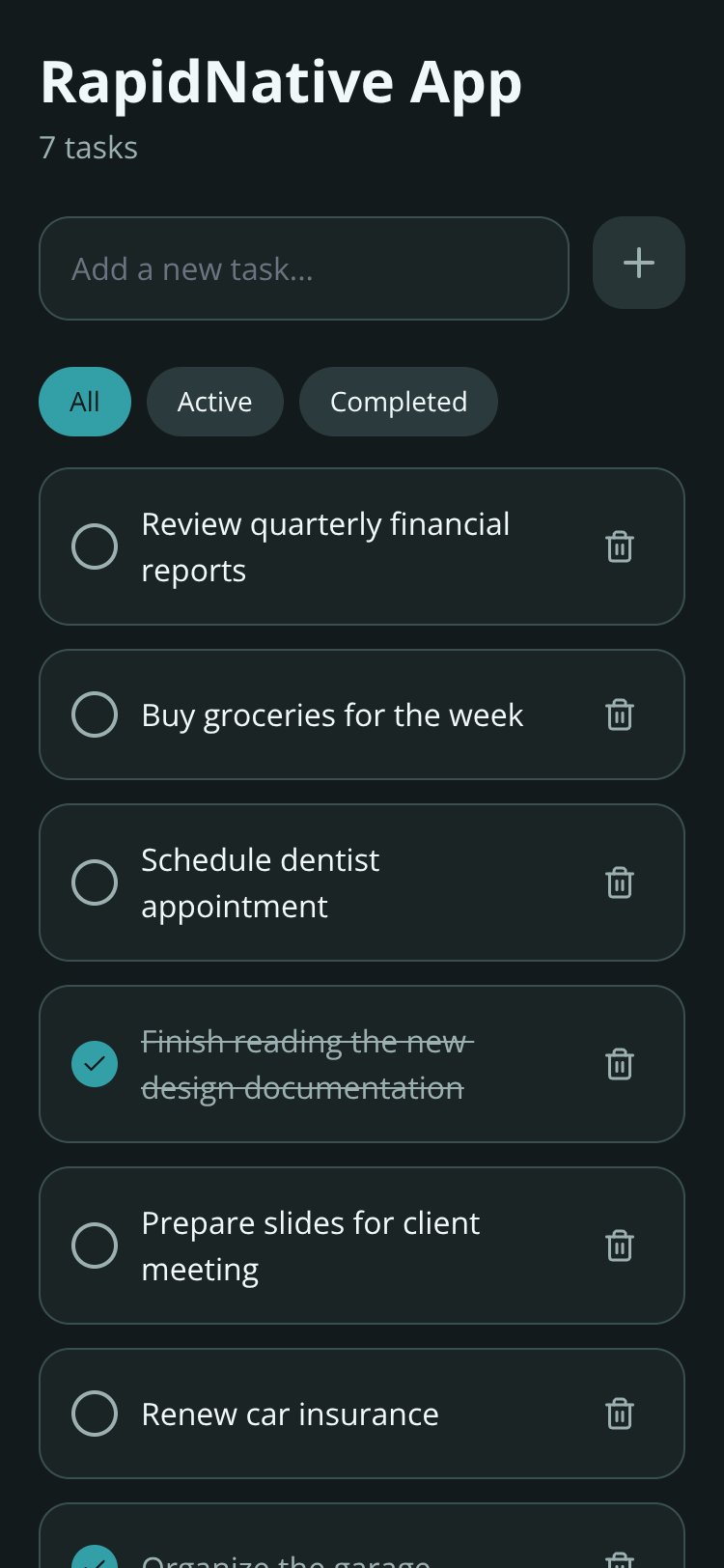 RapidNative App screen 1