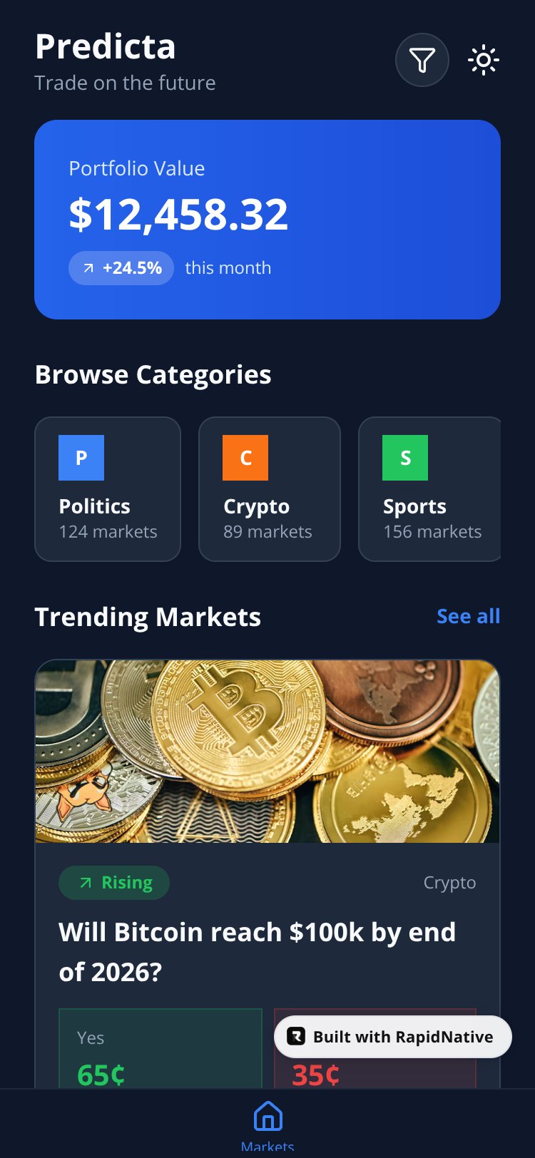 Predicta Markets screen 1