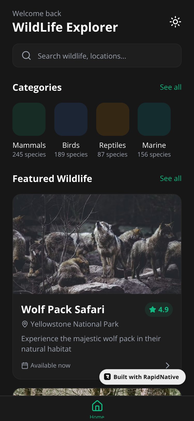 WildLife Explorer screen 1