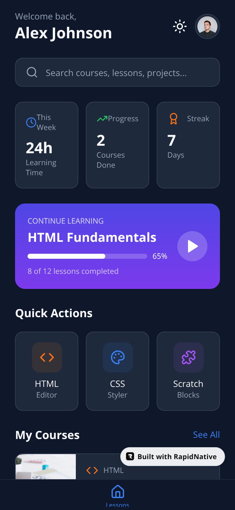 CodeAcademy LMS screen 1