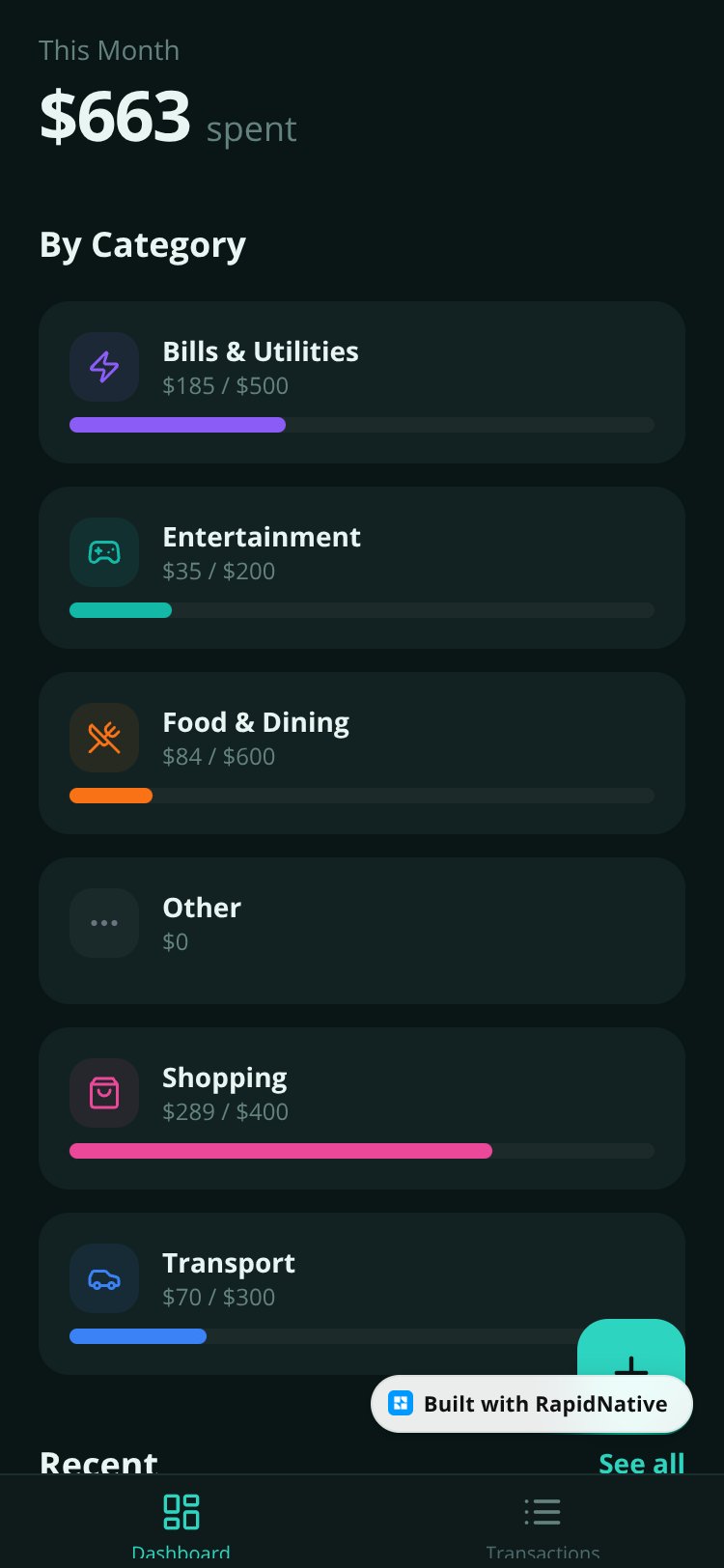 SpendWise screen 2