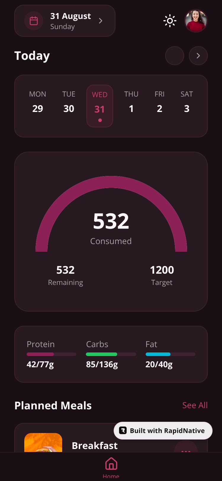 NutriPlan screen 1