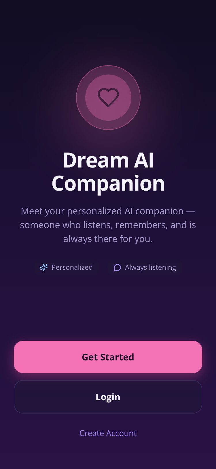 Dream AI Companion screen 1