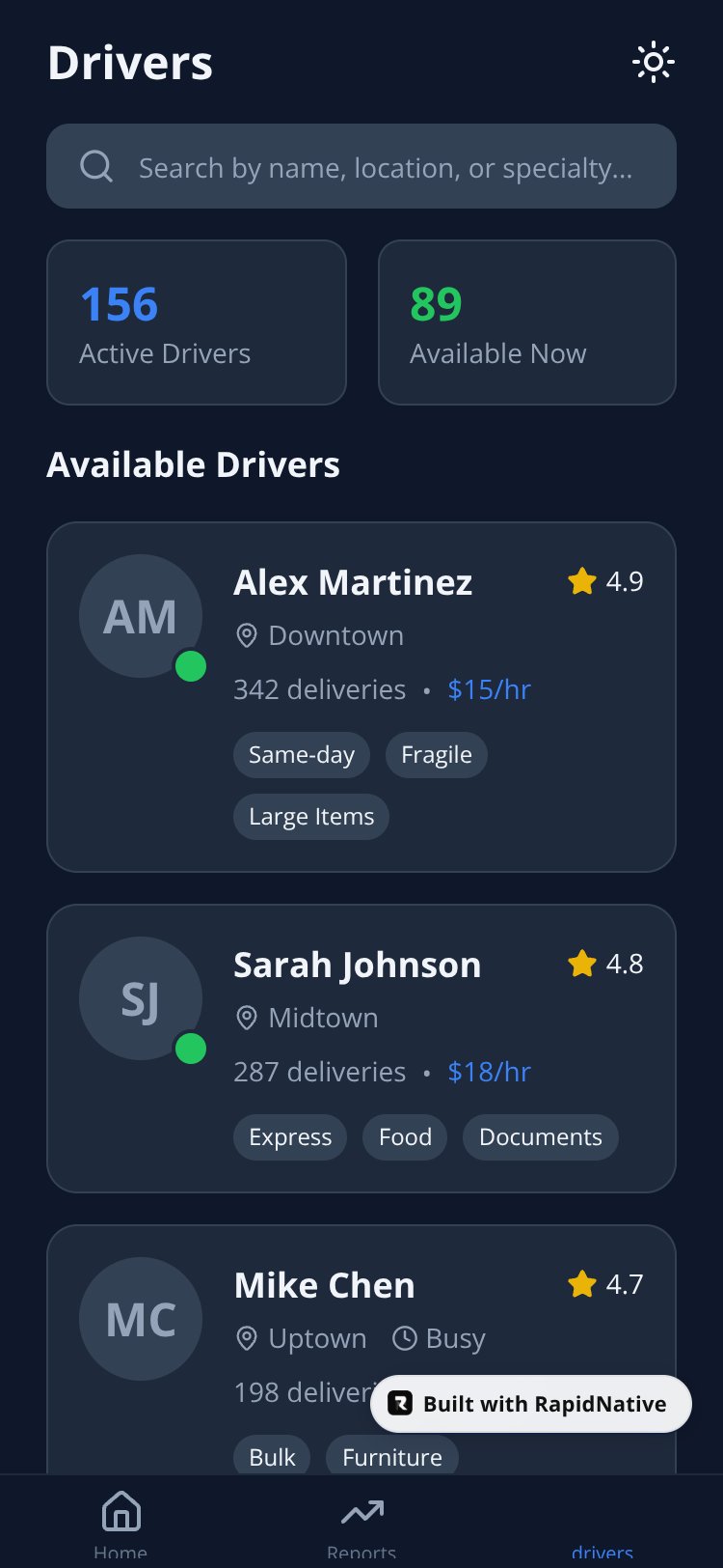 DriverConnect screen 2