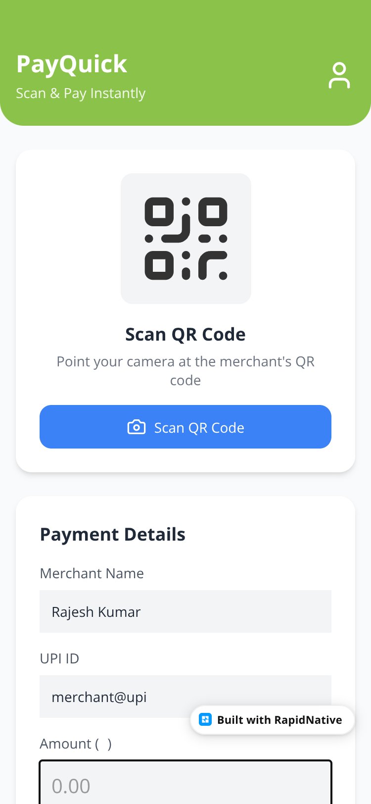 PayQuick screen 1