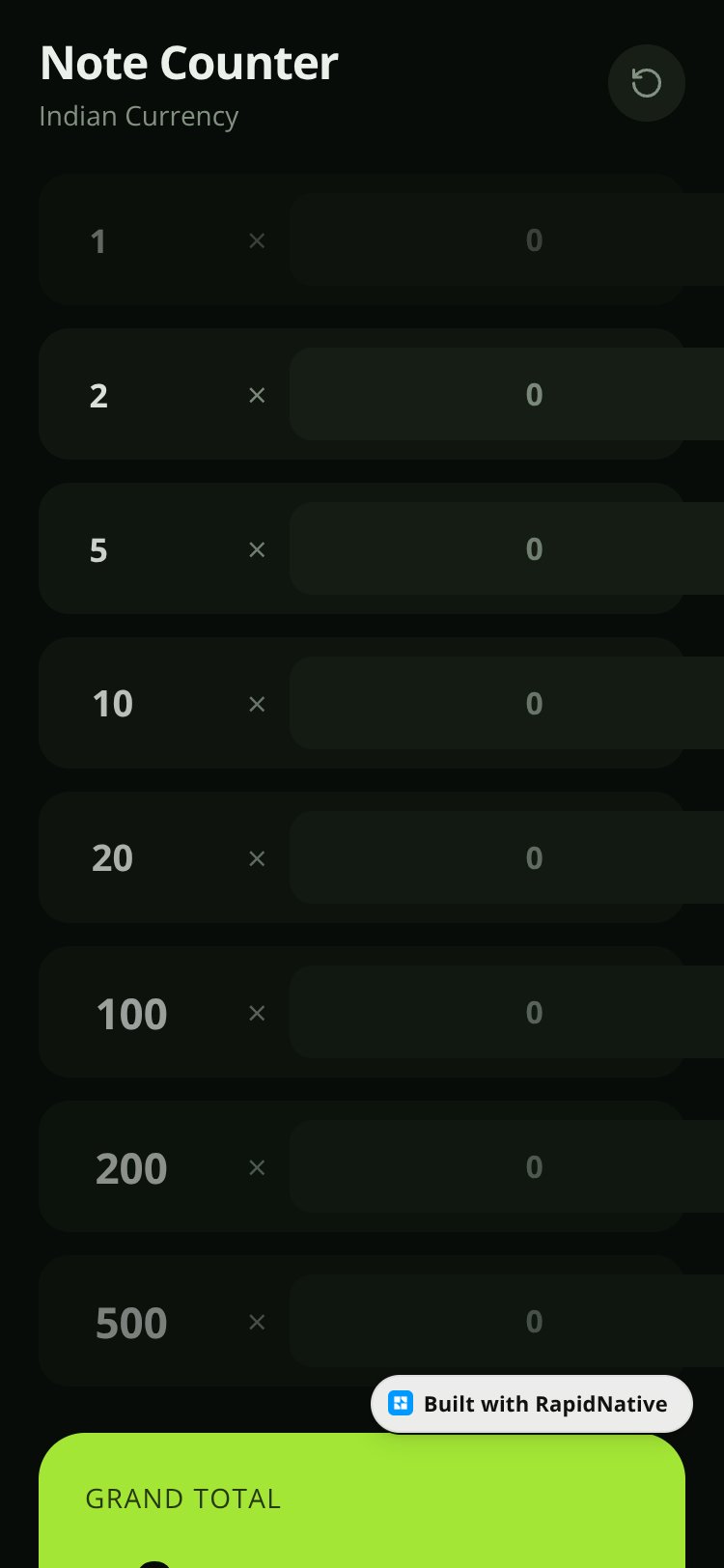 MoneyCalc screen 1