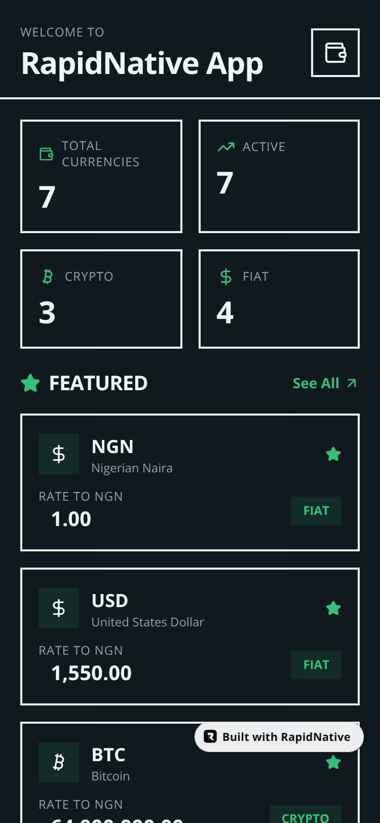 RapidNative App screen 1