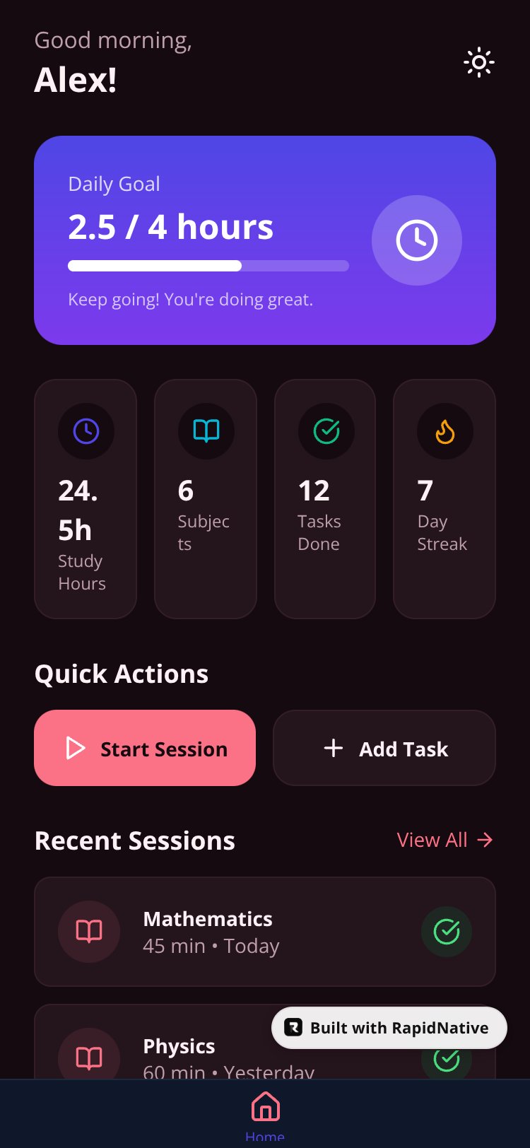 Study App screen 1