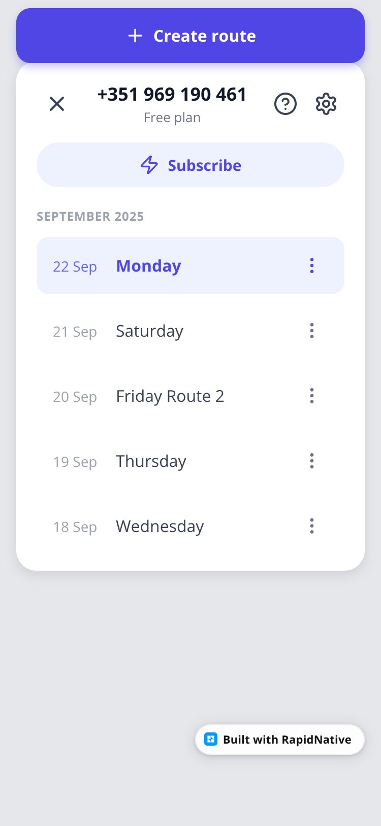 DeliveryRoutes screen 1