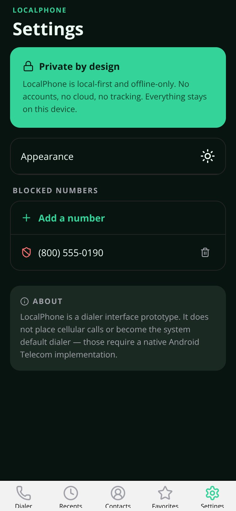 LocalPhone screen 2