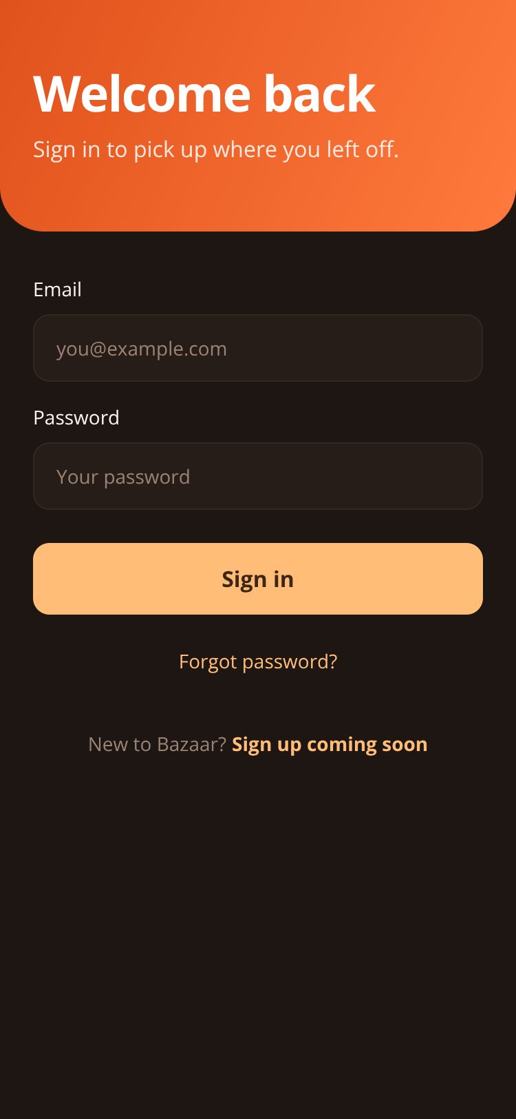 Bazaar screen 1