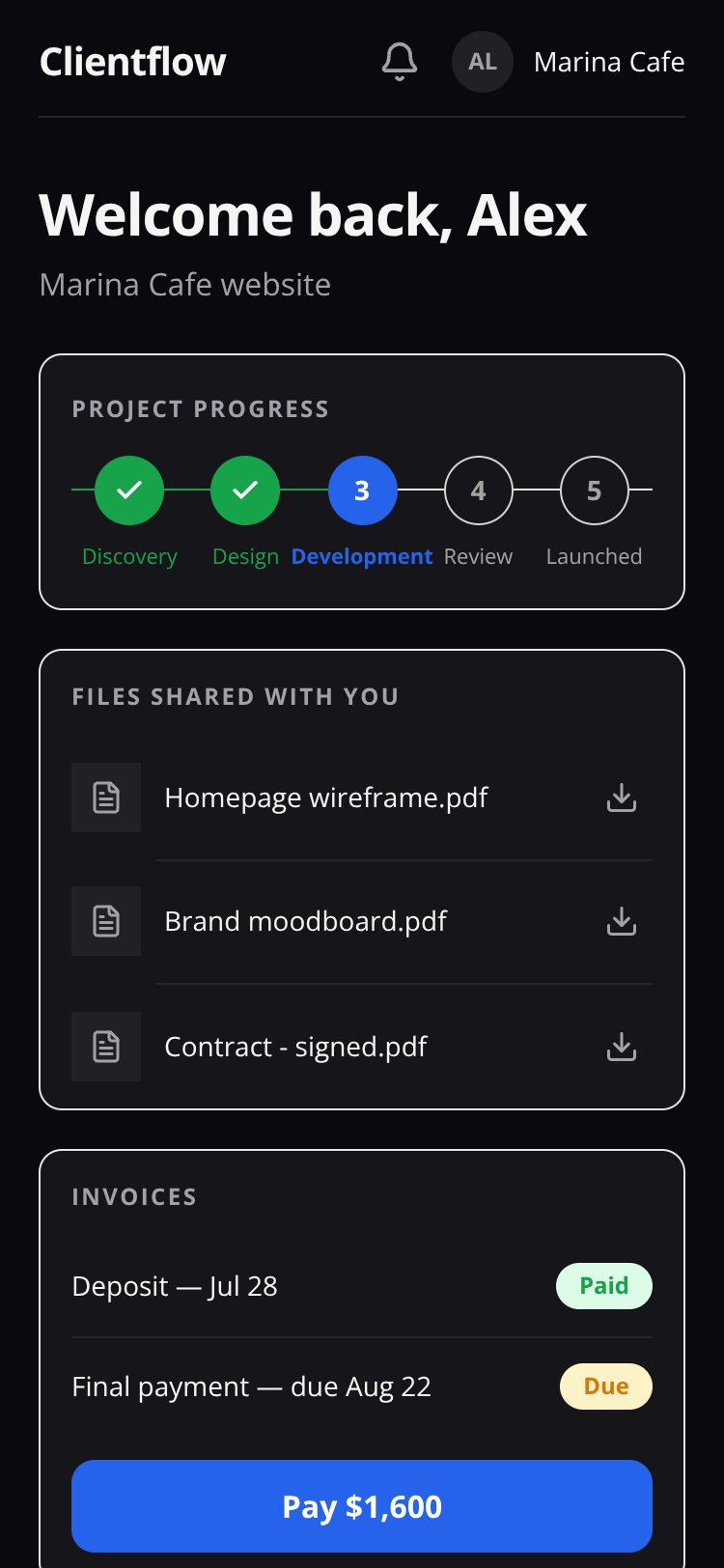 Clientflow screen 1